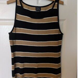 INC 100% cotton stripe sleeveless tank top xl black tan sweater top